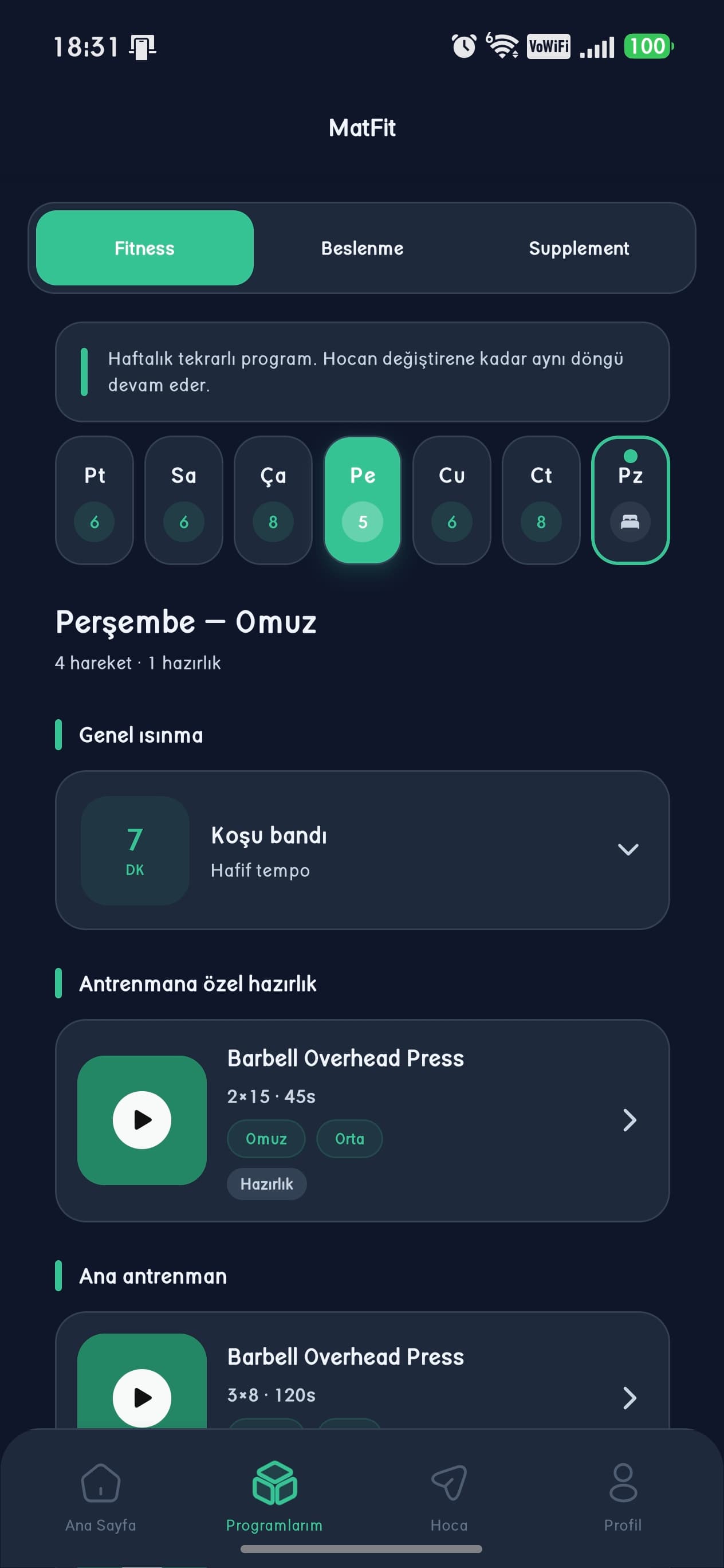 Mobil egzersiz geri bildirimi