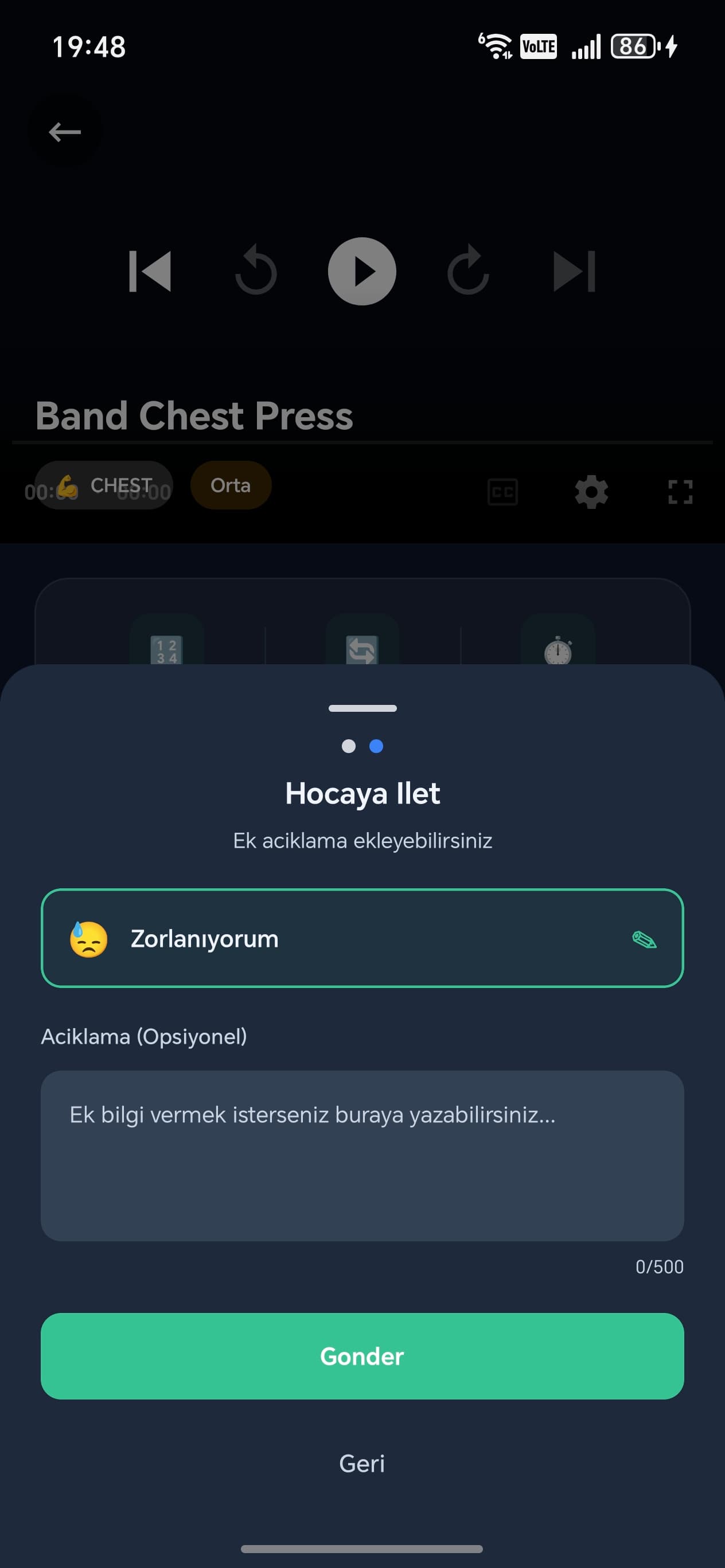 Mobil egzersiz geri bildirimi